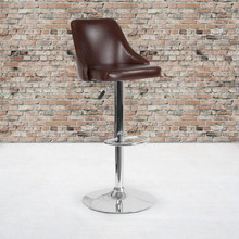 Trieste Contemporary Adjustable Height Barstool in Brown LeatherSoft [FLF-DS-8121A-BRN-GG]