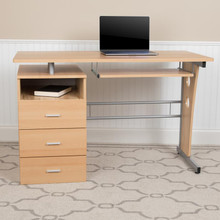 Maple Desk with Three Drawer Pedestal and Pull-Out Keyboard Tray [FLF-NAN-WK-008-MP-GG]