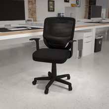 Mid-Back Black Mesh Tapered Back Swivel Task Office Chair with T-Arms [FLF-LF-W-95A-BK-GG]