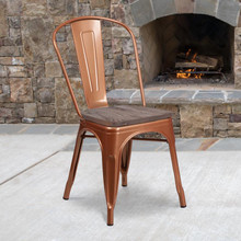 Copper Metal Stackable Chair with Wood Seat [FLF-ET-3534-POC-WD-GG]