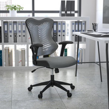 High Back Designer Gray Mesh Executive Swivel Ergonomic Office Chair with Adjustable Arms [FLF-BL-ZP-806-GY-GG]