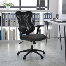 High Back Designer Black Mesh Executive Swivel Ergonomic Office Chair with Adjustable Arms [FLF-BL-ZP-806-BK-GG]