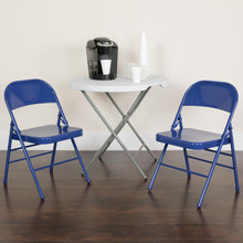 2 Pack HERCULES COLORBURST Series Cobalt Blue Triple Braced & Double Hinged Metal Folding Chair [FLF-2-HF3-BLUE-GG]