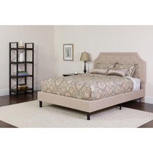 Brighton Full Size Tufted Upholstered Platform Bed in Beige Fabric with Memory Foam Mattress [FLF-SL-BMF-2-GG]