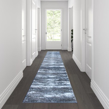 Marian Collection 2' x 11' Distressed Gray Olefin Area Rug with Jute Backing for Entryway, Living Room, Bedroom [FLF-OKR-RG1102-211-GY-GG]