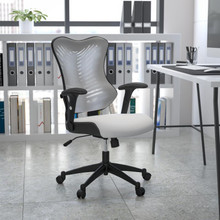 High Back Designer White Mesh Executive Swivel Ergonomic Office Chair with Adjustable Arms [FLF-BL-ZP-806-WH-GG]