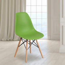 Elon Series Green Plastic Chair with Wooden Legs [FLF-FH-130-DPP-GN-GG]