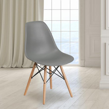 Elon Series Moss Gray Plastic Chair with Wooden Legs [FLF-FH-130-DPP-GY-GG]