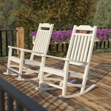 Set of 2 Winston All-Weather Rocking Chair in White Faux Wood  [FLF-2-JJ-C14703-WH-GG]