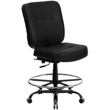 HERCULES Series Big & Tall 400 lb. Rated Black LeatherSoft Ergonomic Drafting Chair [FLF-WL-735SYG-BK-LEA-D-GG]