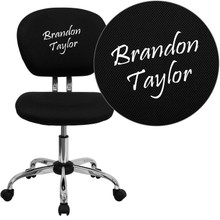 Personalized Mid-Back Black Mesh Swivel Task Office Chair with Chrome Base [FLF-H-2376-F-BK-TXTEMB-GG]