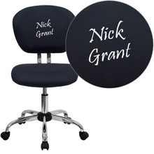 Personalized Mid-Back Gray Mesh Swivel Task Office Chair with Chrome Base [FLF-H-2376-F-GY-TXTEMB-GG]