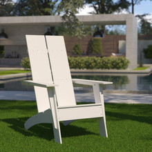 Sawyer Modern All-Weather Poly Resin Wood Adirondack Chair in White [FLF-JJ-C14509-WH-GG]