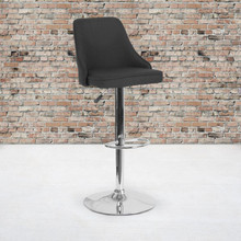 Trieste Contemporary Adjustable Height Barstool in Black Fabric [FLF-DS-8121A-BLK-F-GG]