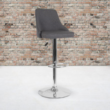 Trieste Contemporary Adjustable Height Barstool in Dark Gray Fabric [FLF-DS-8121A-DGY-F-GG]