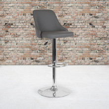 Trieste Contemporary Adjustable Height Barstool in Gray LeatherSoft [FLF-DS-8121A-GRY-GG]