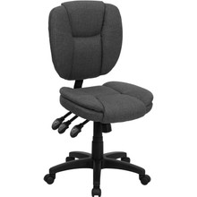 Mid-Back Gray Fabric Multifunction Swivel Ergonomic Task Office Chair with Pillow Top Cushioning [FLF-GO-930F-GY-GG]
