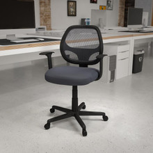 Flash Fundamentals Mid-Back Gray Mesh Swivel Ergonomic Task Office Chair with Arms, BIFMA Certified [FLF-LF-118P-T-GY-GG]