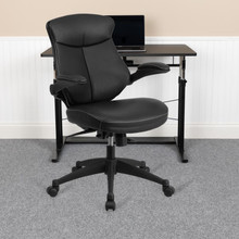 Mid-Back Black LeatherSoft Executive Swivel Ergonomic Office Chair with Back Angle Adjustment and Flip-Up Arms [FLF-BL-ZP-804-GG]