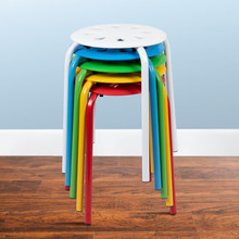 Plastic Nesting Stack Stools, 17.5"Height, Assorted Colors (5 Pack) [FLF-LE-S1-MC-GG]
