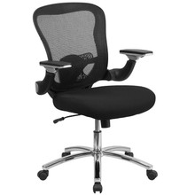 Mid-Back Black Mesh Executive Swivel Ergonomic Office Chair with Height Adjustable Flip-Up Arms [FLF-GO-WY-87-2-GG]