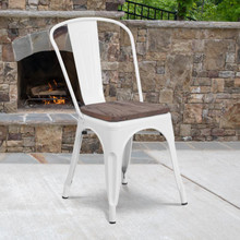 White Metal Stackable Chair with Wood Seat [FLF-CH-31230-WH-WD-GG]