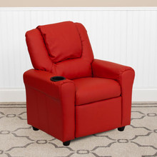 Contemporary Red Vinyl Kids Recliner with Cup Holder and Headrest [FLF-DG-ULT-KID-RED-GG]