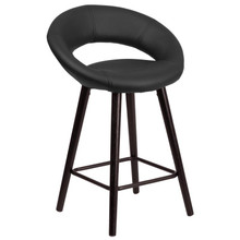 Kelsey Series 24'' High Contemporary Cappuccino Wood Counter Height Stool in Black Vinyl [FLF-CH-152551-BK-VY-GG]