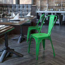 Commercial Grade Distressed Green Metal Indoor-Outdoor Stackable Chair [FLF-ET-3534-GN-GG]