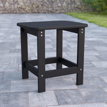 Charlestown All-Weather Poly Resin Wood Adirondack Side Table in Black [FLF-JJ-T14001-BLK-GG]