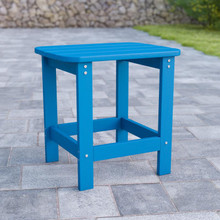Charlestown All-Weather Poly Resin Wood Adirondack Side Table in Blue [FLF-JJ-T14001-BLU-GG]