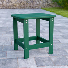 Charlestown All-Weather Poly Resin Wood Adirondack Side Table in Green [FLF-JJ-T14001-GRN-GG]