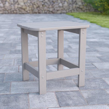 Charlestown All-Weather Poly Resin Wood Adirondack Side Table in Gray [FLF-JJ-T14001-GY-GG]