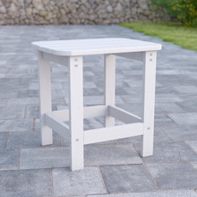 Charlestown All-Weather Poly Resin Wood Adirondack Side Table in White [FLF-JJ-T14001-WH-GG]