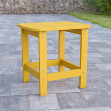 Charlestown All-Weather Poly Resin Wood Adirondack Side Table in Yellow [FLF-JJ-T14001-YLW-GG]