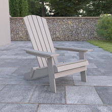 Charlestown All-Weather Poly Resin Indoor/Outdoor Folding Adirondack Chair in Gray [FLF-JJ-C14505-GY-GG]