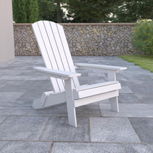 Charlestown All-Weather Poly Resin Indoor/Outdoor Folding Adirondack Chair in White [FLF-JJ-C14505-WH-GG]
