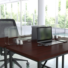 Clear Acrylic Desk Partition, 12"H x 47"L (Hardware Included) [FLF-BR-DDIA-30119-GG]