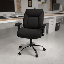 HERCULES Series Big & Tall 400 lb. Rated Black Fabric Deep Tufted Swivel Ergonomic Task Office Chair with Adjustable Arms [FLF-GO-2073F-GG]