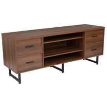 Lincoln Collection TV Stand in Rustic Wood Grain Finish [FLF-NAN-JN-21743TR-GG]