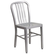 Commercial Grade Silver Metal Indoor-Outdoor Chair