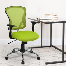 Mid-Back Green Mesh Swivel Task Office Chair with Chrome Base and Arms [FLF-H-8369F-GN-GG]