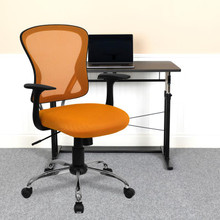 Mid-Back Orange Mesh Swivel Task Office Chair with Chrome Base and Arms [FLF-H-8369F-ORG-GG]