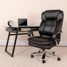 Big & Tall Office Chair | Black LeatherSoft Swivel Executive Desk Chair with Wheels [FLF-GO-2078-LEA-GG]