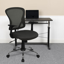 Mid-Back Dark Gray Mesh Swivel Task Office Chair with Chrome Base and Arms [FLF-H-8369F-DK-GY-GG]