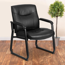HERCULES Series Big & Tall 500 lb. Rated Black LeatherSoft Executive Side Reception Chair with Sled Base [FLF-GO-2136-GG]