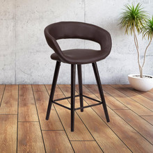 Brynn Series 23.75'' High Contemporary Cappuccino Wood Counter Height Stool in Brown Vinyl [FLF-CH-152561-BRN-VY-GG]