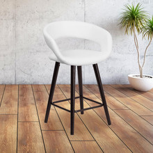 Brynn Series 23.75'' High Contemporary Cappuccino Wood Counter Height Stool in White Vinyl [FLF-CH-152561-WH-VY-GG]