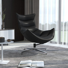 Black LeatherSoft Swivel Cocoon Chair [FLF-ZB-31-GG]