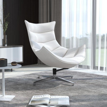 Creamy White LeatherSoft Swivel Cocoon Chair [FLF-ZB-32-GG]